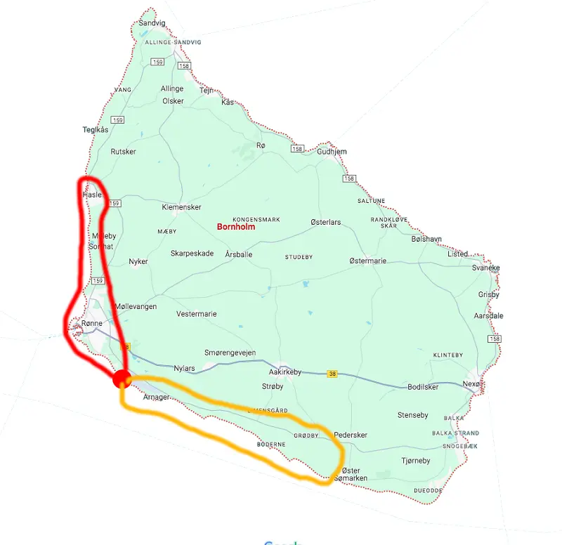 plan lotu 15 min na Bornholmie