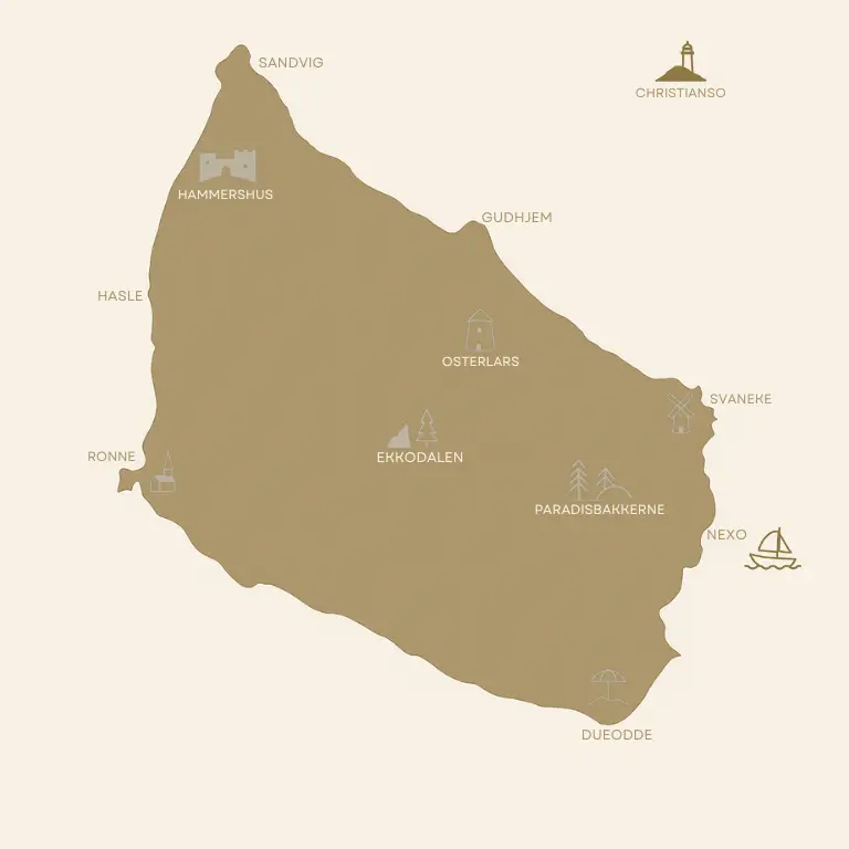 Karte von Bornholm – interaktive Karte mit Attraktionen und Routen